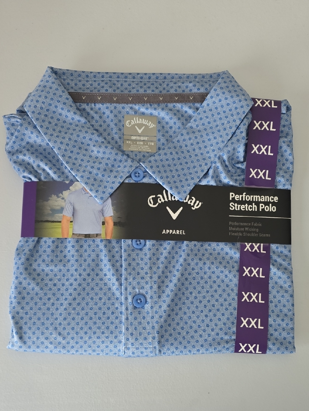 🆕️ Callaway Men's Light Blue Performance Stretch Polo - XXL